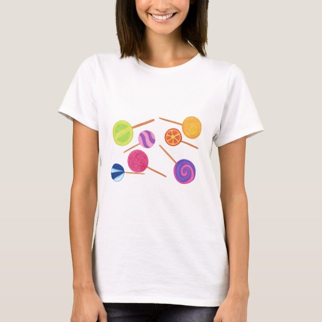 Farbenfrohe Lollipops Pick Tshirt Style (Vorderseite)