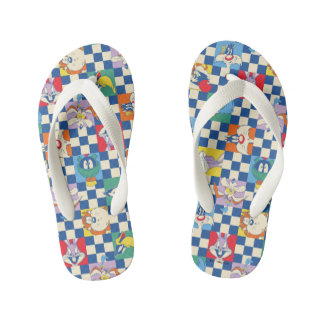 Farbenfrohe LOONEY TUNES™ Schachbrett Toss Pattern Kinderbadesandalen