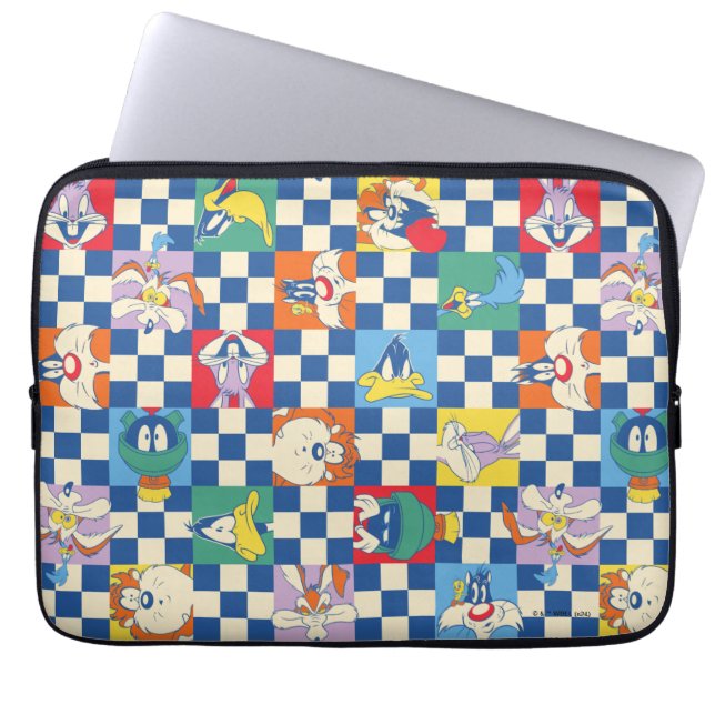 Farbenfrohe LOONEY TUNES™ Schachbrett Toss Pattern Laptopschutzhülle (Vorderseite)