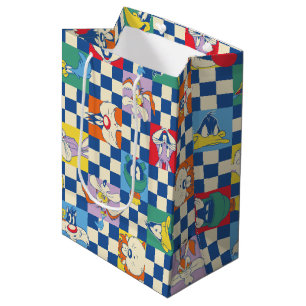 Farbenfrohe LOONEY TUNES™ Schachbrett Toss Pattern Mittlere Geschenktüte