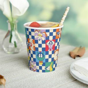Farbenfrohe LOONEY TUNES™ Schachbrett Toss Pattern Pappbecher