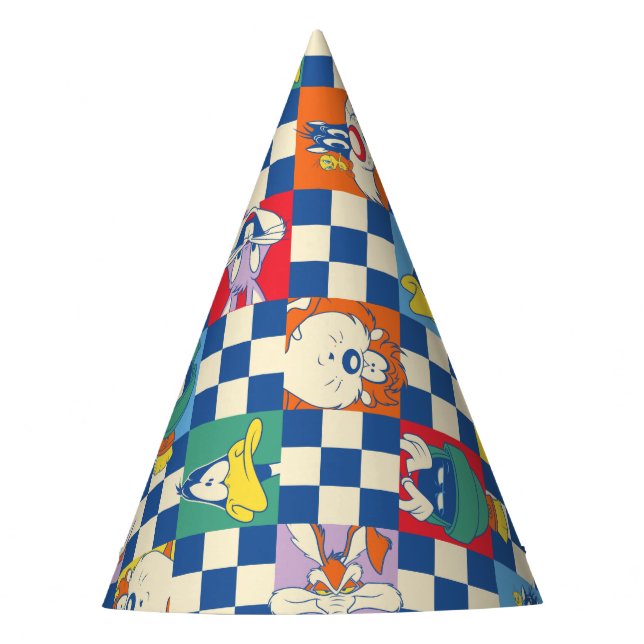 Farbenfrohe LOONEY TUNES™ Schachbrett Toss Pattern Partyhütchen (Vorderseite)