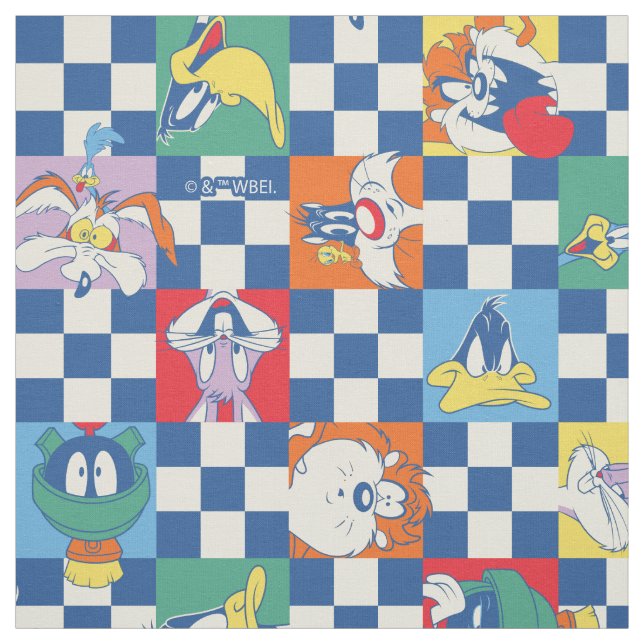 Farbenfrohe LOONEY TUNES™ Schachbrett Toss Pattern Stoff (Muster)