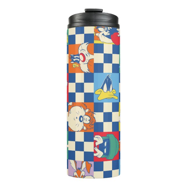 Farbenfrohe LOONEY TUNES™ Schachbrett Toss Pattern Thermosbecher (Vorderseite)