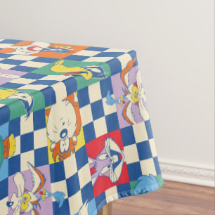 Farbenfrohe LOONEY TUNES™ Schachbrett Toss Pattern Tischdecke