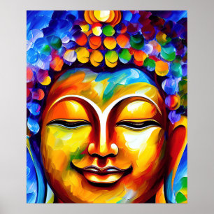 Farbenfrohe Lord Buddha Painting, Lächelnde Buddha Poster