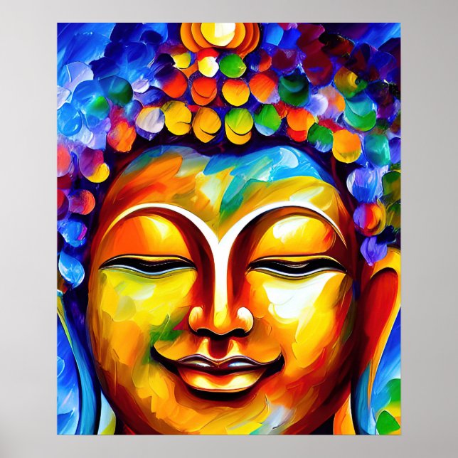 Farbenfrohe Lord Buddha Painting, Lächelnde Buddha Poster (Vorne)