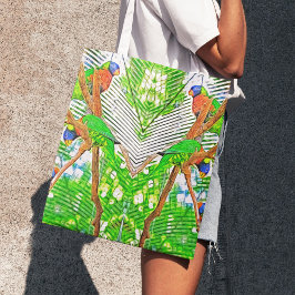 Farbenfrohe Loris auf einem Ast - Papageien - Gemä