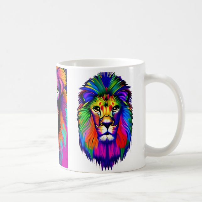 Farbenfrohe Löwe Digitale Kunst Kaffeetasse (Rechts)
