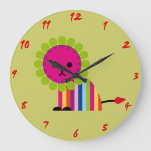Farbenfrohe Löwenkids-Uhr Große Wanduhr