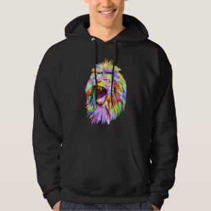 Farbenfrohe Löwenkopf Pop Kunst für Löwen Hoodie