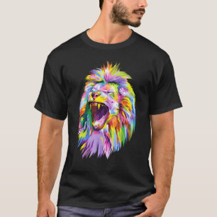 Farbenfrohe Löwenkopf Pop Kunst für Löwen T-Shirt
