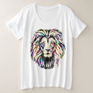 Farbenfrohe Löwenköpfe Zeichnend - Wildlife Big Ca Große Größe T-Shirt