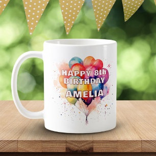 Farbenfrohe Luftballons Kinder Happy Birthday  Kaffeetasse