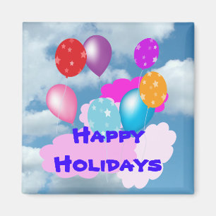 farbenfrohe Luftballons und Wolken-Party-Accessoir Magnet