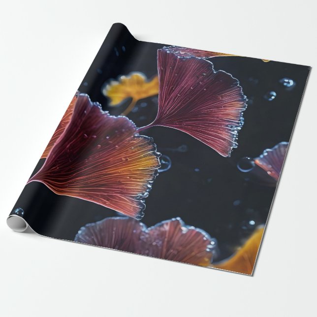 Farbenfrohe Luminogramm-Ginkgo-Blätter Geschenkpapier (Ungerollt)