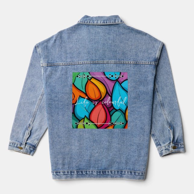 Farbenfrohe lustige Jeansjacke (Rückseite)