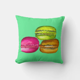 Farbenfrohe Macarons Aquarellkunst funky Kissen