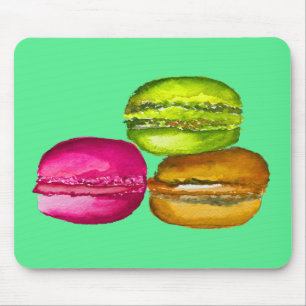 Farbenfrohe Macarons Aquarellkunst funky Mousepad