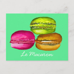 Farbenfrohe Macarons Aquarellkunst funky Postkarte