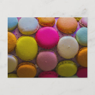 Farbenfrohe Macarons Geschmackvoll gebackenes Dess Postkarte