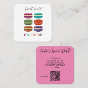 Farbenfrohe Macarons Süßigkeiten Qr Code Modernes Quadratische Visitenkarte