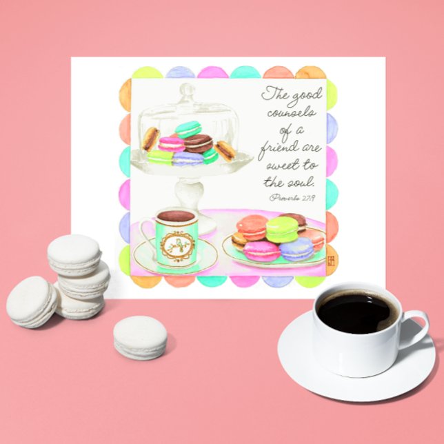 Farbenfrohe Macarons Sweet Friend Inspiration Postkarte (Von Creator hochgeladen)