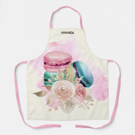 Farbenfrohe Macarons und Blume Aquarellfarben Schü Schürze