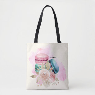 Farbenfrohe Macarons und Blume Wasserfarben
