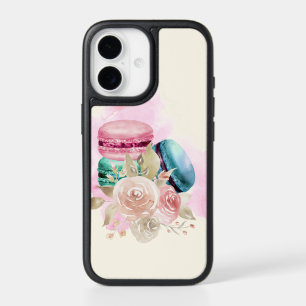 Farbenfrohe Macarons und Blume Wasserfarben