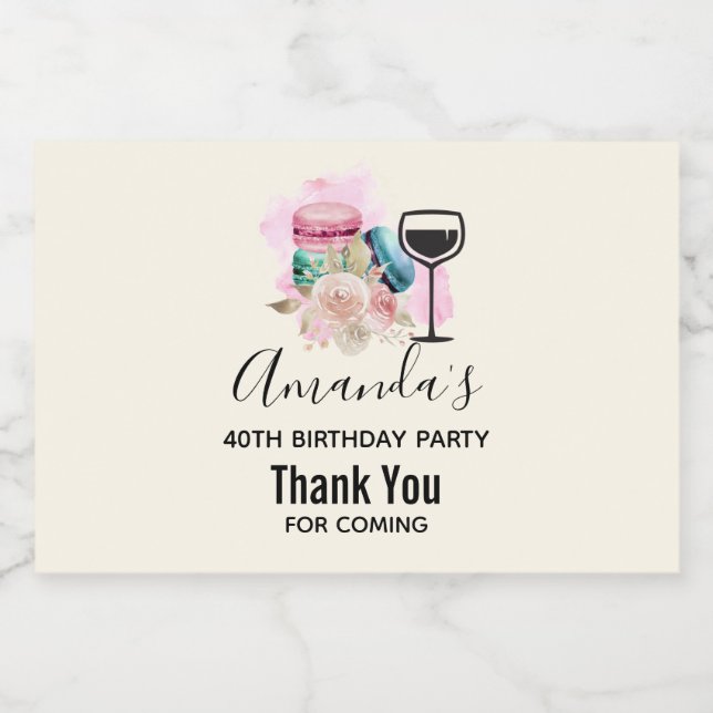 Farbenfrohe Macarons und Blume Wasserfarben (Einzelnes Label)