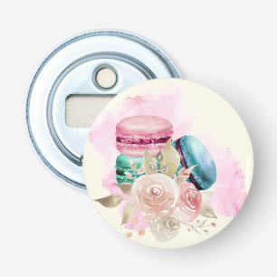 Farbenfrohe Macarons und Blume Wasserfarben Flaschenöffner