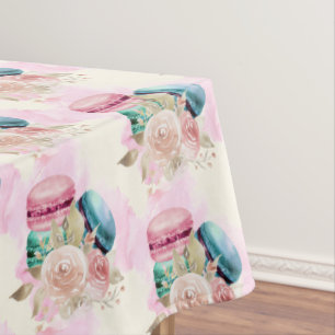 Farbenfrohe Macarons und Blume Wasserfarbmuster Tischdecke