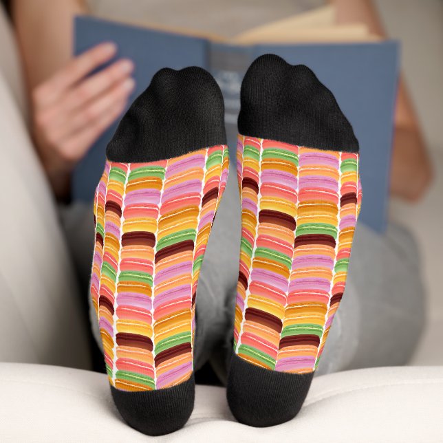 Farbenfrohe Macaroon Stacks Muster Socken (Unterseite)