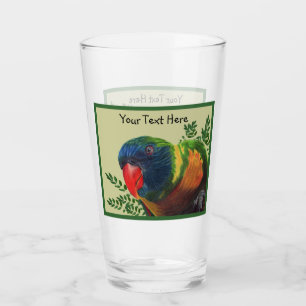 Farbenfrohe Macaw Parrot Green Blätter Border Glas