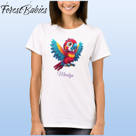 Farbenfrohe Macaw Parrot Niedlich Bird Cartoon Gra T-Shirt