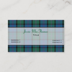 Farbenfrohe MacThomas Family Tartan Kariert Custom Visitenkarte