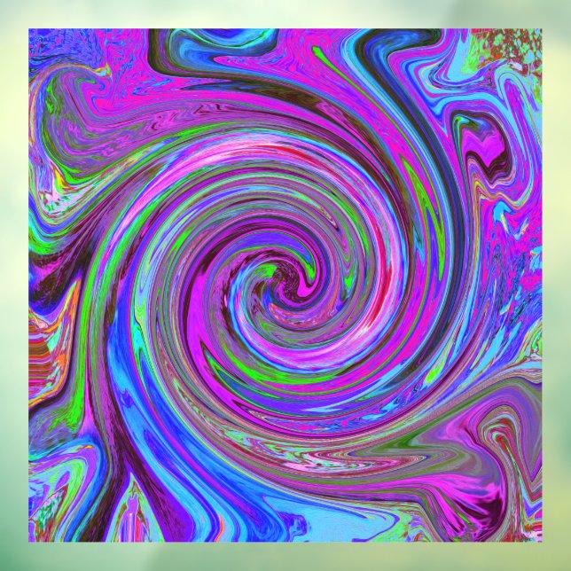 Farbenfrohe Magenta Swirl Retro Abstraktes Design Fensteraufkleber (Blatt 3)