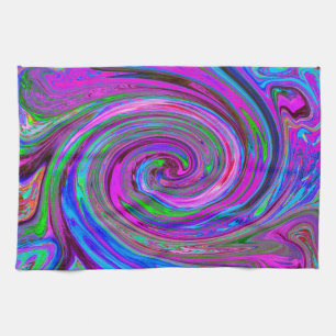 Farbenfrohe Magenta Swirl Retro Abstraktes Design Geschirrtuch