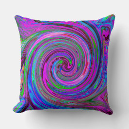 Farbenfrohe Magenta Swirl Retro Abstraktes Design Kissen