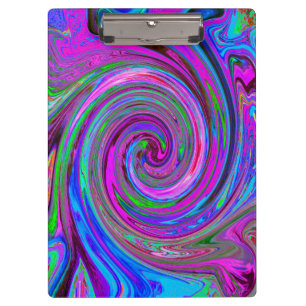Farbenfrohe Magenta Swirl Retro Abstraktes Design Klemmbrett
