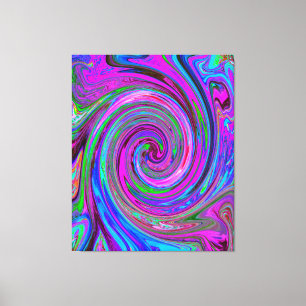 Farbenfrohe Magenta Swirl Retro Abstraktes Design Leinwanddruck