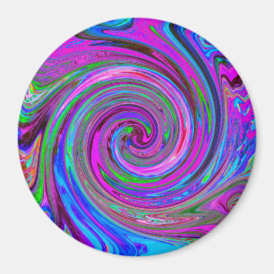 Farbenfrohe Magenta Swirl Retro Abstraktes Design Magnet