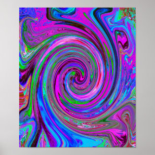 Farbenfrohe Magenta Swirl Retro Abstraktes Design Poster