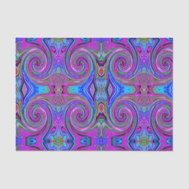 Farbenfrohe Magenta Swirl Retro Abstraktes Design Seidenpapier (Vorderseite)