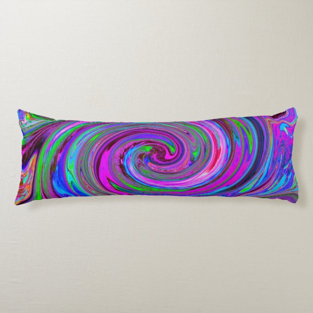 Farbenfrohe Magenta Swirl Retro Abstraktes Design Seitenschläferkissen (Vorderseite)