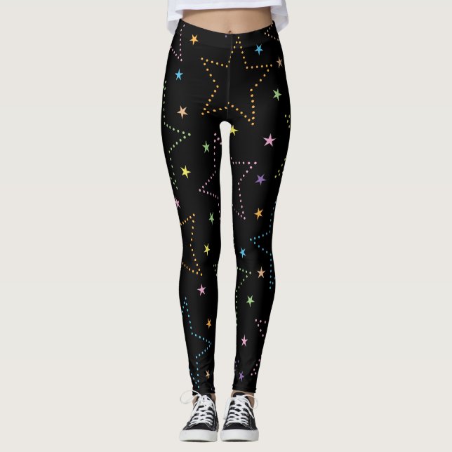 Farbenfrohe Magie Starry Night Sky Muster Leggings (Vorderseite)