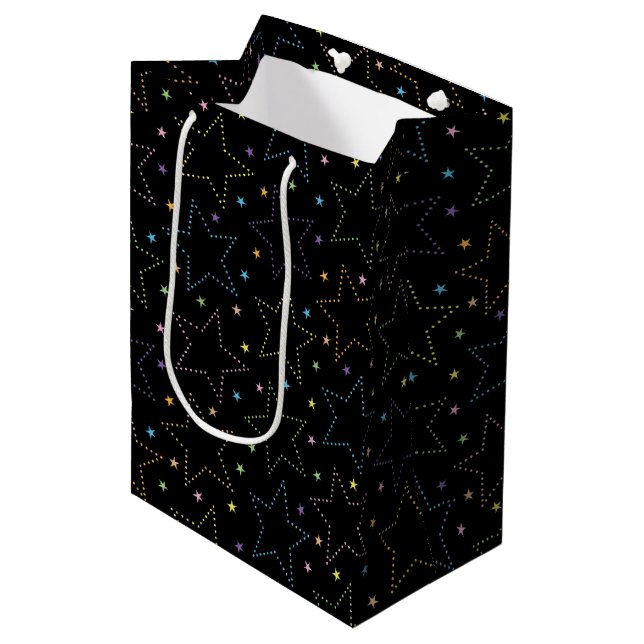 Farbenfrohe Magie Starry Night Sky Muster Mittlere Geschenktüte (Vorderseite Schrägansicht)