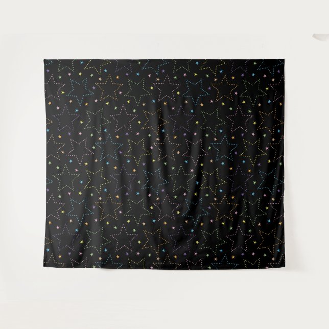 Farbenfrohe Magie Starry Night Sky Muster Wandteppich (Vorderseite (Horizontal))
