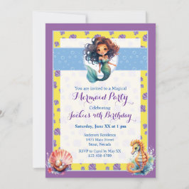 Farbenfrohe magische Meerjungfrau Geburtstagsparty Einladung